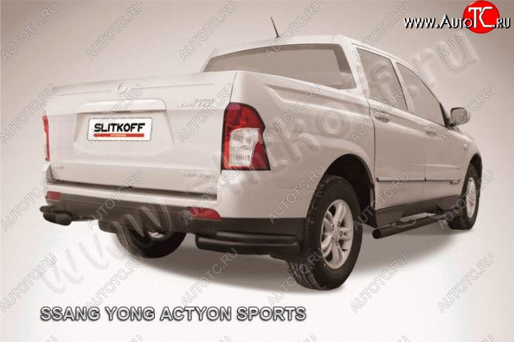 7 399 р. Уголки d76+d42 двойные  SSANGYONG Actyon Sport (2012-2025) (Цвет: серебристый)  с доставкой в г. Пермь