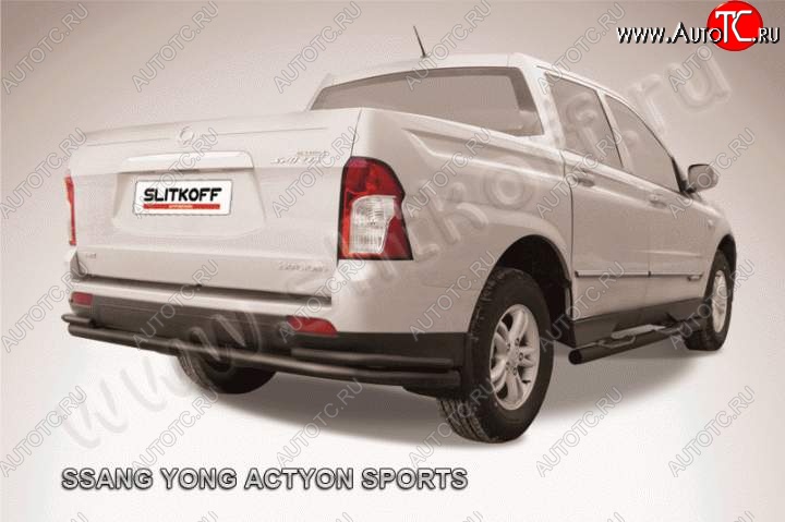 9 999 р. Защита задняя Slitkoff  SSANGYONG Actyon Sport (2012-2025) (Цвет: серебристый)  с доставкой в г. Пермь