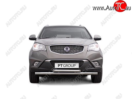 4 199 р. Защита переднего бампера двойная из труб d63/51 мм Petroil Tuning  SSANGYONG Actyon (2010-2013) дорестайлинг (Нержавеющая полированная сталь)  с доставкой в г. Пермь