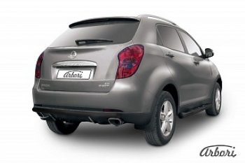 Защита заднего бампера Arbori (1 труба d57, черная) SSANGYONG Actyon (2010-2013) дорестайлинг