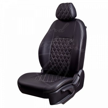 Чехлы для сидений Lord Autofashion Турин Ромб (экокожа) SSANGYONG Actyon дорестайлинг (2010-2013) (Черный, вставка черная, строчка бежевая)