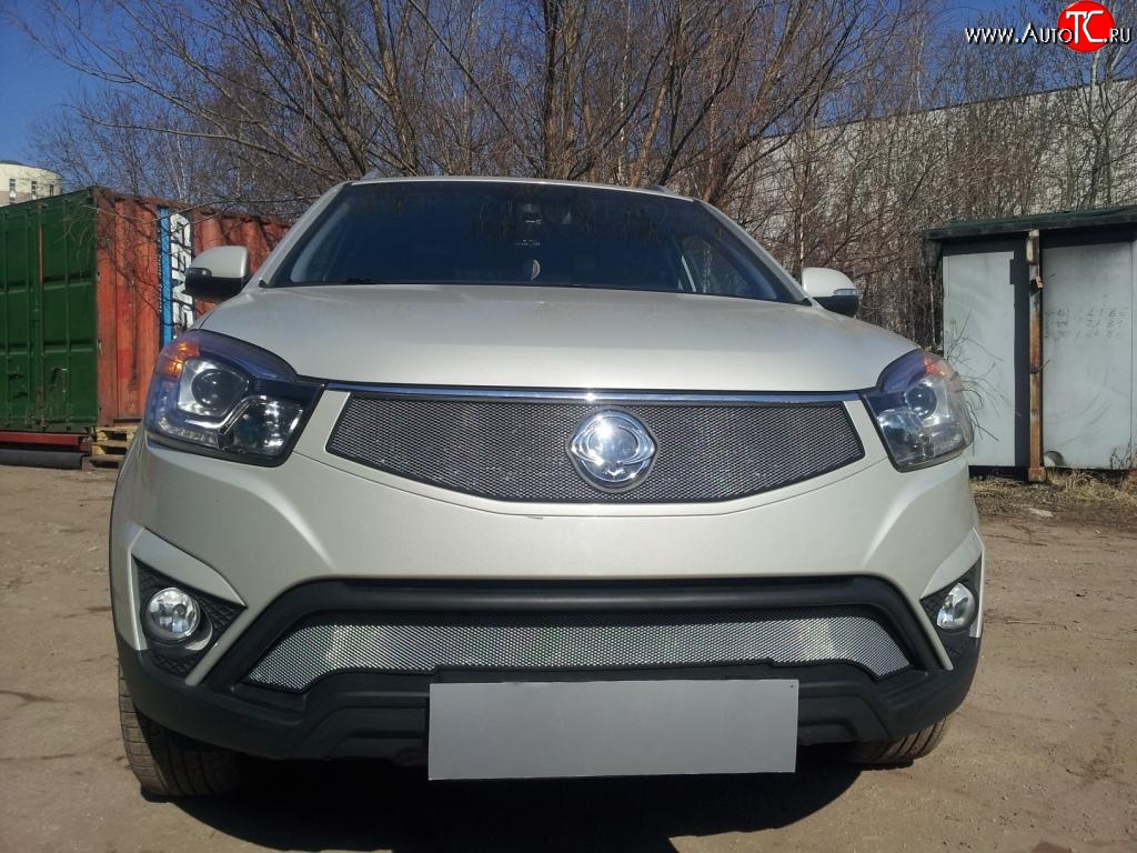 1 539 р. Верхняя сетка на бампер Russtal (хром) SSANGYONG Actyon рестайлинг (2013-2021)  с доставкой в г. Пермь