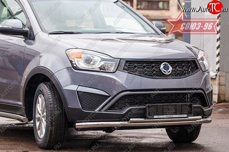 14 264 р. Защита переднего бампера двойная Souz-96 (d60/42). SSANGYONG Actyon рестайлинг (2013-2021)  с доставкой в г. Пермь