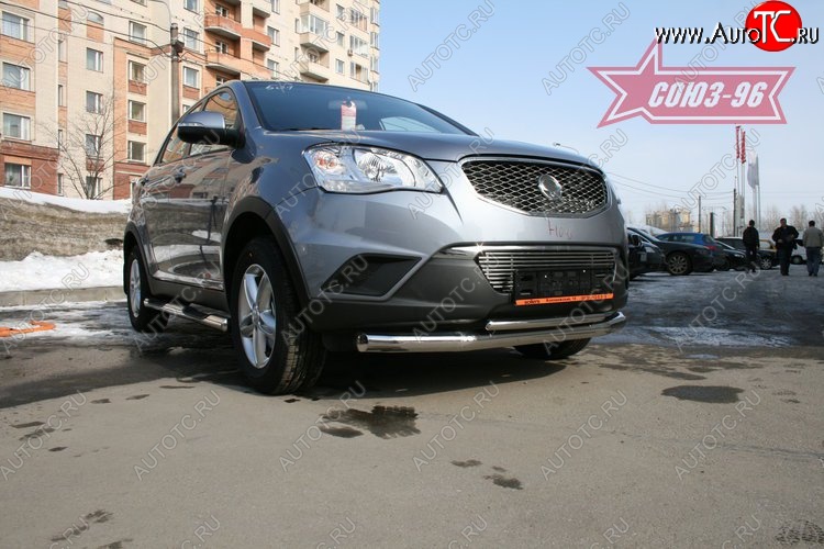 17 054 р. Защита переднего бампера двойная Souz-96 (d76/42)  SSANGYONG Actyon (2010-2013) дорестайлинг  с доставкой в г. Пермь
