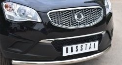 12 949 р. Одинарная защита переднего бампера диаметром 63 мм SLITKOFF  SSANGYONG Actyon (2010-2013) дорестайлинг  с доставкой в г. Пермь. Увеличить фотографию 2