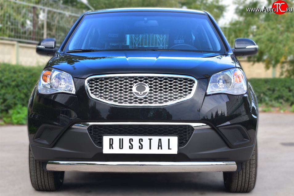 11 599 р. Защита переднего бампера (Ø75х42 мм, нержавейка) Russtal SSANGYONG Actyon дорестайлинг (2010-2013)  с доставкой в г. Пермь