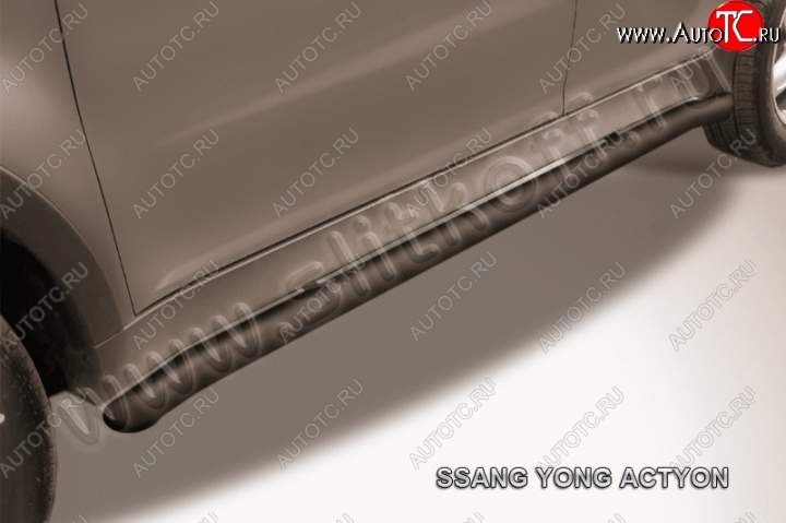 10 899 р. Защита порогов Slitkoff  SSANGYONG Actyon (2010-2013) дорестайлинг (Цвет: серебристый)  с доставкой в г. Пермь