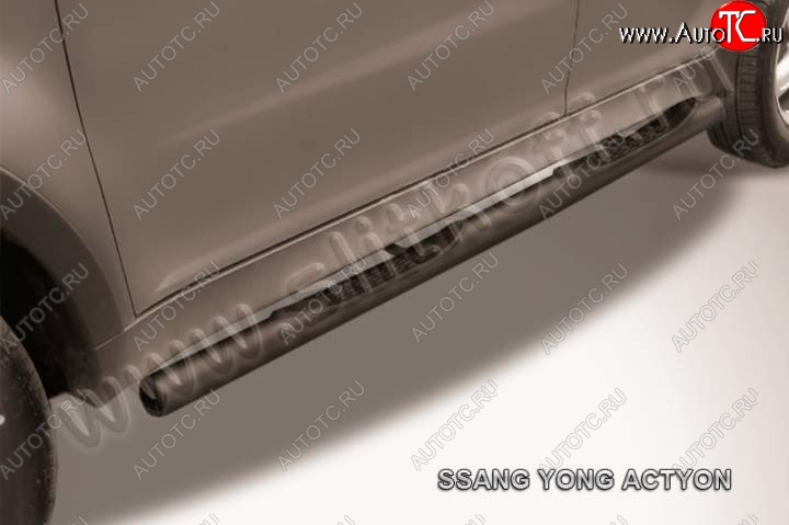12 399 р. Защита порогов Slitkoff  SSANGYONG Actyon (2010-2013) дорестайлинг (Цвет: серебристый)  с доставкой в г. Пермь