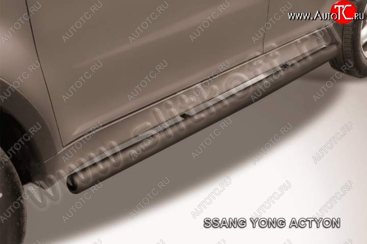 10 599 р. Защита порогов Slitkoff SSANGYONG Actyon дорестайлинг (2010-2013) (Цвет: серебристый)  с доставкой в г. Пермь