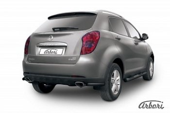 Защита заднего бампера Arbori (уголки, черная, 1 труба d57 mm) SSANGYONG Actyon (2010-2013) дорестайлинг