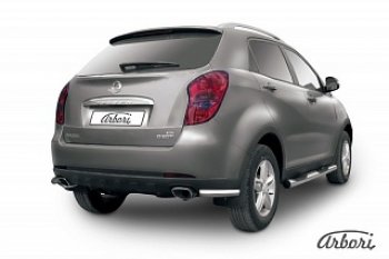 Защита заднего бампера Arbori (уголки, нержавейка, 1 труба d57 mm) SSANGYONG Actyon (2010-2013) дорестайлинг