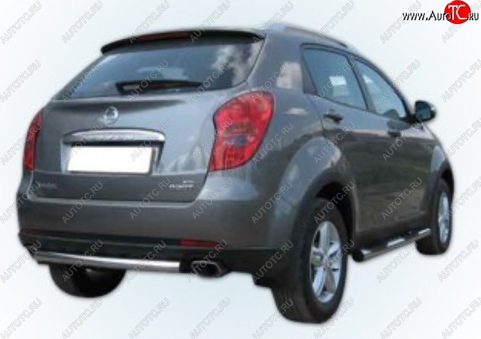 6 849 р. Одинарная защита заднего бампера Slitkoff 57мм короткая  SSANGYONG Actyon (2010-2013) дорестайлинг (Цвет: нержавеющая полированная сталь)  с доставкой в г. Пермь