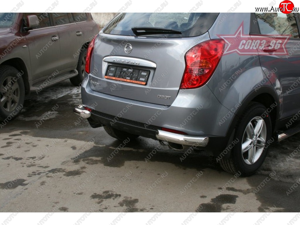 13 949 р. Угловая защита заднего бампера d76 Souz-96  SSANGYONG Actyon (2010-2013) дорестайлинг  с доставкой в г. Пермь