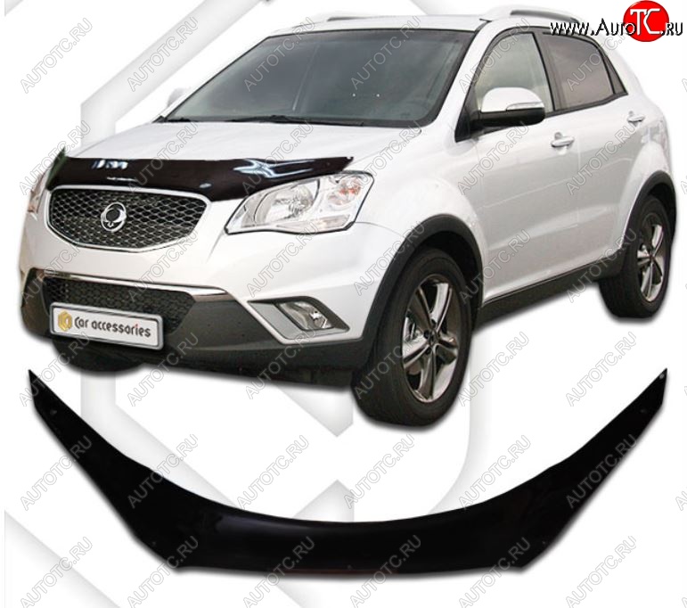 2 199 р. Дефлектор капота CA-Plastic SSANGYONG Korando 3 дорестайлинг (2010-2025) (Classic черный, Без надписи)  с доставкой в г. Пермь