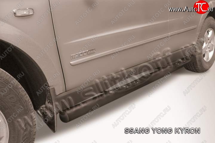12 399 р. Защита порогов Slitkoff  SSANGYONG Kyron (2005-2007) дорестайлинг (Цвет: серебристый)  с доставкой в г. Пермь