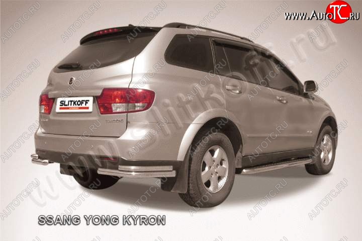6 899 р. Уголки d57+d42 двойные SSANGYONG Kyron дорестайлинг (2005-2007) (Цвет: серебристый)  с доставкой в г. Пермь