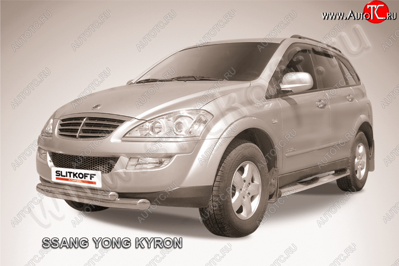 15 449 р. Защита переднего бампера Slitkoff (Ø76+57 мм).  SSANGYONG Kyron (2007-2016) рестайлинг (полированная нержавейка)  с доставкой в г. Пермь
