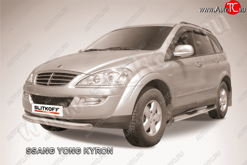13 499 р. Защита переднего бампера Slitkoff (Ø76 мм).  SSANGYONG Kyron (2007-2016) рестайлинг (полированная нержавейка)  с доставкой в г. Пермь