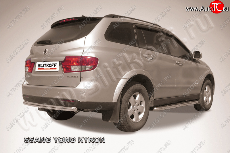 8 999 р. Защита заднего бампера Slitkoff (Ø мм) SSANGYONG Kyron рестайлинг (2007-2016) (Нержавеющая сталь)  с доставкой в г. Пермь