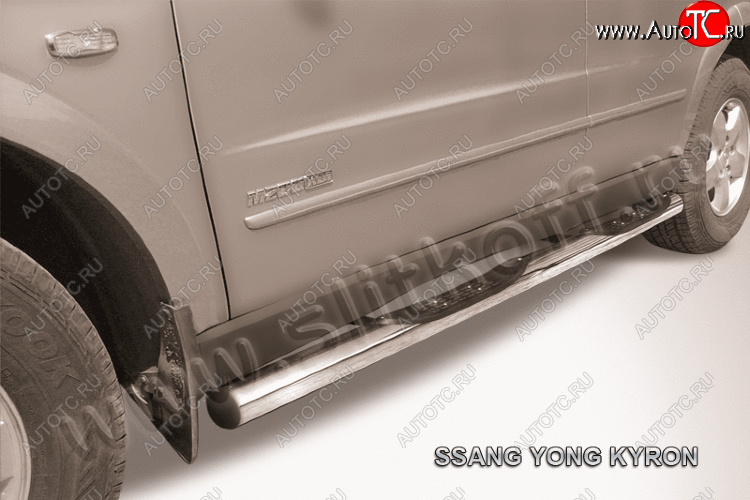 17 699 р. Защита порогов Slitkoff (Ø76 мм, с проступями)  SSANGYONG Kyron (2007-2016) рестайлинг (полированная нержавейка)  с доставкой в г. Пермь