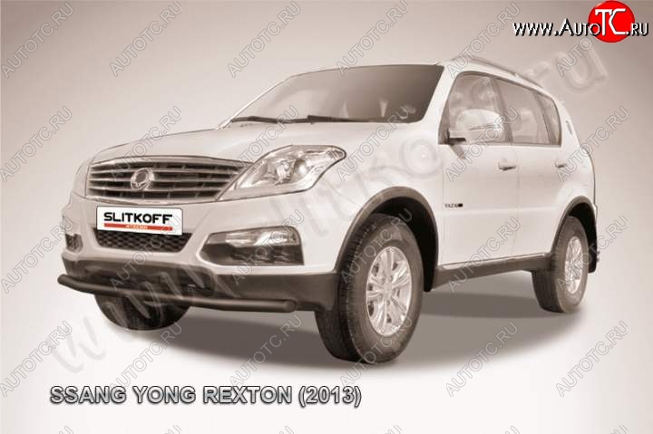 7 899 р. Защита переднего бампер Slitkoff SSANGYONG Rexton Y290 (2012-2017) (Цвет: серебристый)  с доставкой в г. Пермь