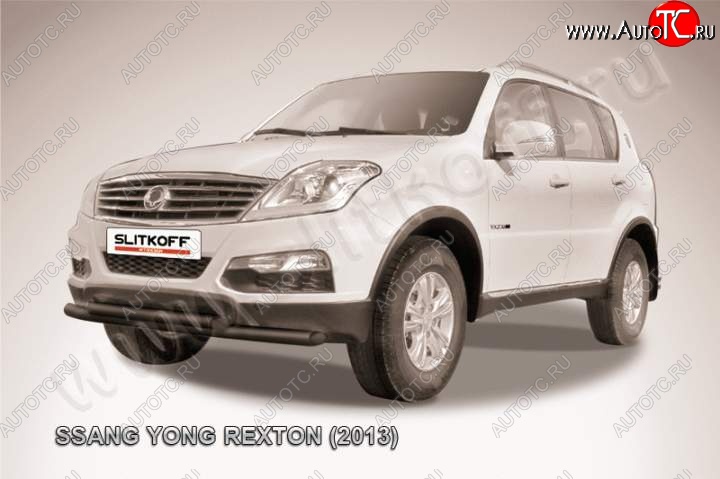 9 999 р. Защита переднего бампер Slitkoff SSANGYONG Rexton Y290 (2012-2017) (Цвет: серебристый)  с доставкой в г. Пермь
