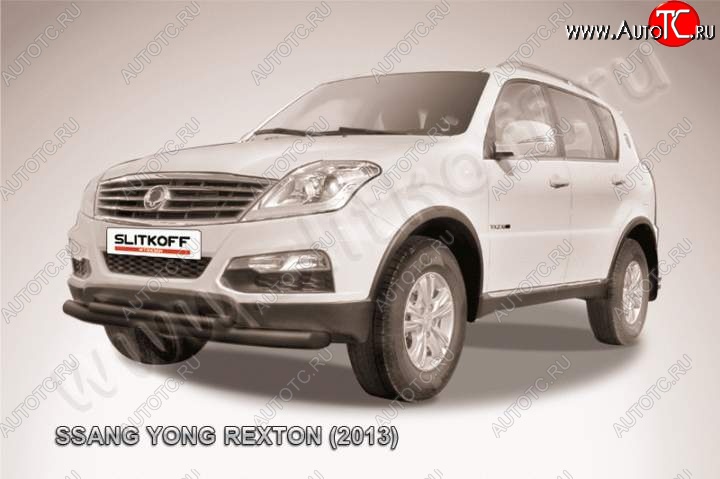 10 999 р. Защита переднего бампер Slitkoff SSANGYONG Rexton Y290 (2012-2017) (Цвет: серебристый)  с доставкой в г. Пермь