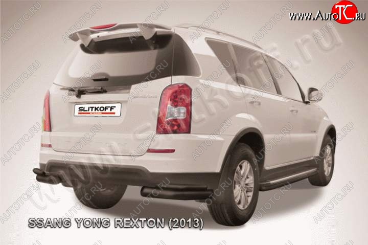 7 899 р. Уголки d76+d42 двойные SSANGYONG Rexton Y290 (2012-2017) (Цвет: серебристый)  с доставкой в г. Пермь
