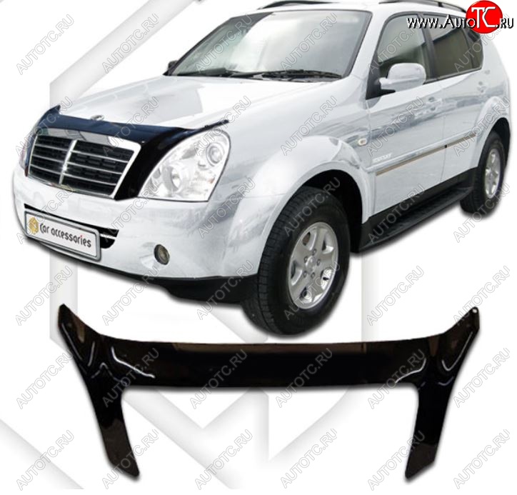 2 199 р. Дефлектор капота CA-Plastiс SSANGYONG Rexton Y250 (2006-2012) (Classic черный, Без надписи)  с доставкой в г. Пермь