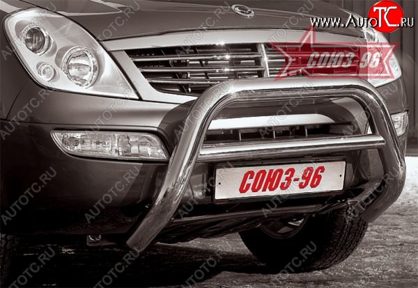 16 064 р. Защита переднего бампера (без кенгурина и подножек) Souz-96 (d76)  SSANGYONG Rexton  Y200 (2001-2006)  с доставкой в г. Пермь