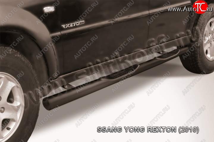 12 999 р. Защита порогов Slitkoff  SSANGYONG Rexton  Y250 (2006-2012) (Цвет: серебристый)  с доставкой в г. Пермь