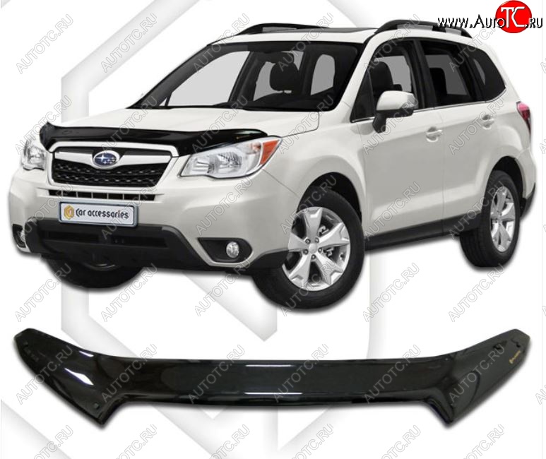 2 379 р. Дефлектор капота CA-Plastic Subaru Forester SJ дорестайлинг (2012-2016) (Classic черный, Без надписи)  с доставкой в г. Пермь