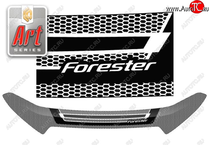 2 479 р. Дефлектор капота CA-Plastiс  Subaru Forester  SJ (2012-2019) дорестайлинг, рестайлинг (Серия Art белая)  с доставкой в г. Пермь