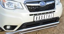 22 999 р. Защита переднего бампера (2 трубыØ63 мм, волна, нержавейка) SLITKOFF Subaru Forester SJ дорестайлинг (2012-2016)  с доставкой в г. Пермь. Увеличить фотографию 2
