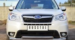 Защита переднего бампера (2 трубыØ76 и 63 мм, нержавейка) SLITKOFF Subaru Forester  SJ (2012-2016) дорестайлинг