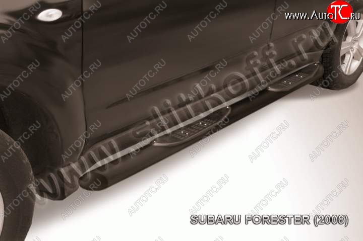12 399 р. Защита порогов Slitkoff Subaru Forester SH (2008-2013) (Цвет: серебристый)  с доставкой в г. Пермь