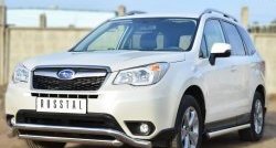 69 999 р. Защита порогов из круглой трубы диаметром 63 мм Russtal Subaru Forester SJ дорестайлинг (2012-2016) (Защита порогов с со скосами на торцах (вариант 1))  с доставкой в г. Пермь. Увеличить фотографию 7