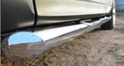 83 999 р. Защита порогов с пластиковыми вставками для ног из круглой трубы диаметром 76 мм Russtal Subaru Forester SJ дорестайлинг (2012-2016) (Защита порогов с со скосами на торцах (вариант 1))  с доставкой в г. Пермь. Увеличить фотографию 3