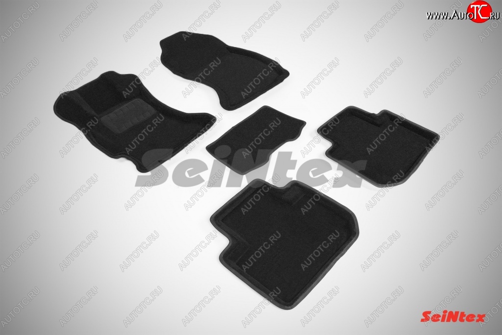5 699 р. Износостойкие коврики в салон SeiNtex Premium 3D 4 шт. (ворсовые, черные) Subaru Forester SJ дорестайлинг (2012-2016)  с доставкой в г. Пермь