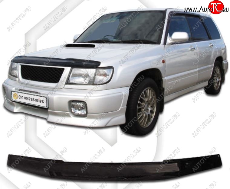 1 999 р. Дефлектор капота CA-Plastic Subaru Forester SF дорестайлинг (1997-2000) (Classic черный, Без надписи)  с доставкой в г. Пермь