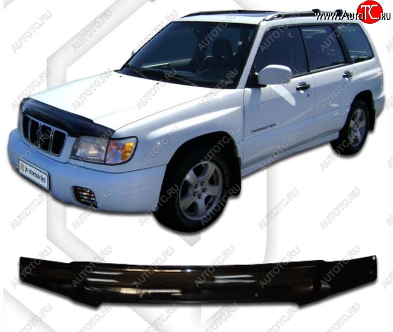 2 099 р. Дефлектор капота CA-Plastic Subaru Forester SF рестайлинг (2000-2002) (Classic черный, Без надписи)  с доставкой в г. Пермь