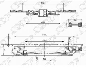 9 199 р. Комплект сцепления SAT (EJ254/EJ20#/EJ18S не турбо) Subaru Forester SG дорестайлинг (2002-2005)  с доставкой в г. Пермь. Увеличить фотографию 2