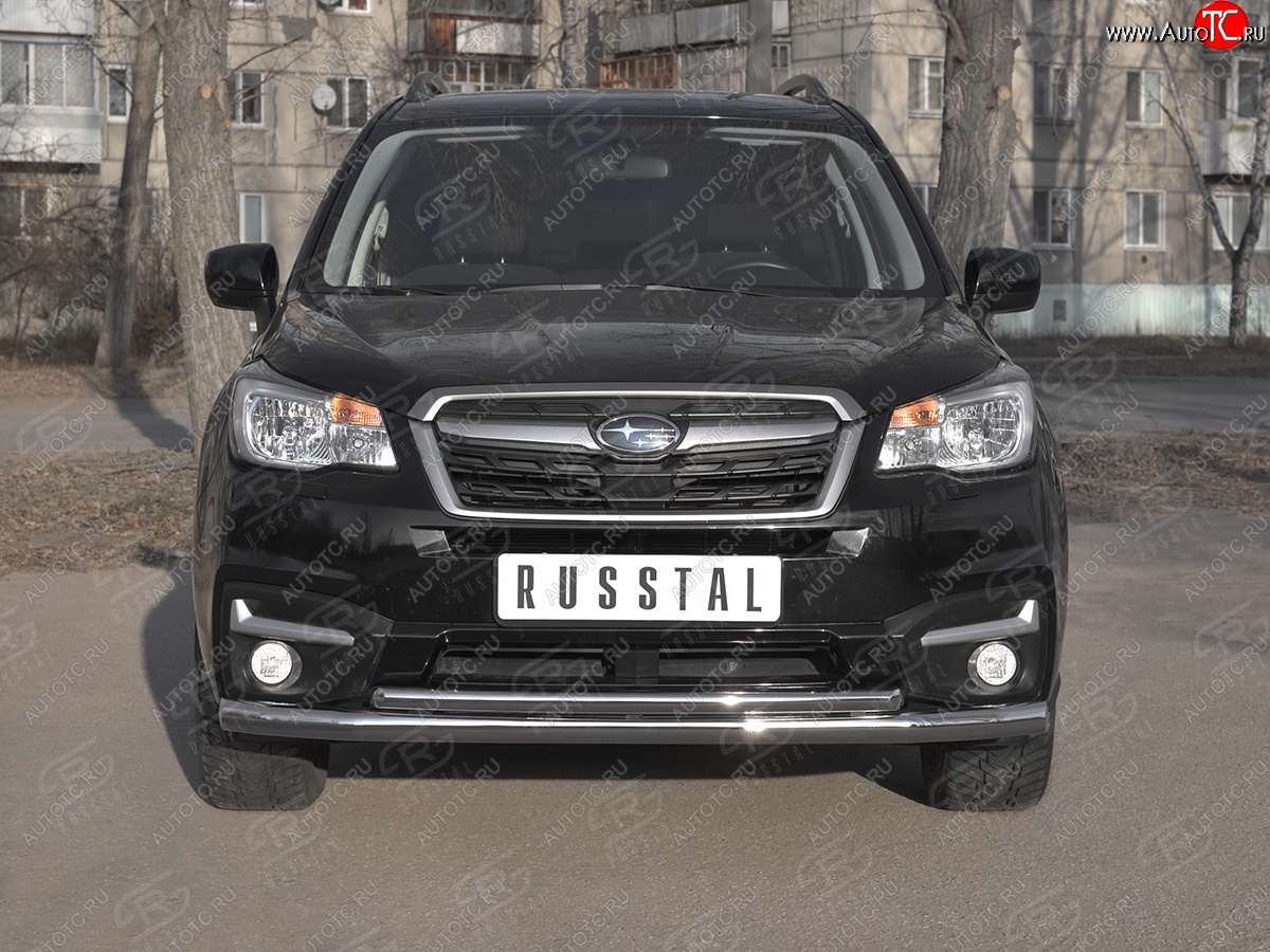 24 599 р. Защита переднего бампера SLITKOFF d63 секции-d42 дуга Subaru Forester SJ рестайлинг (2016-2019)  с доставкой в г. Пермь