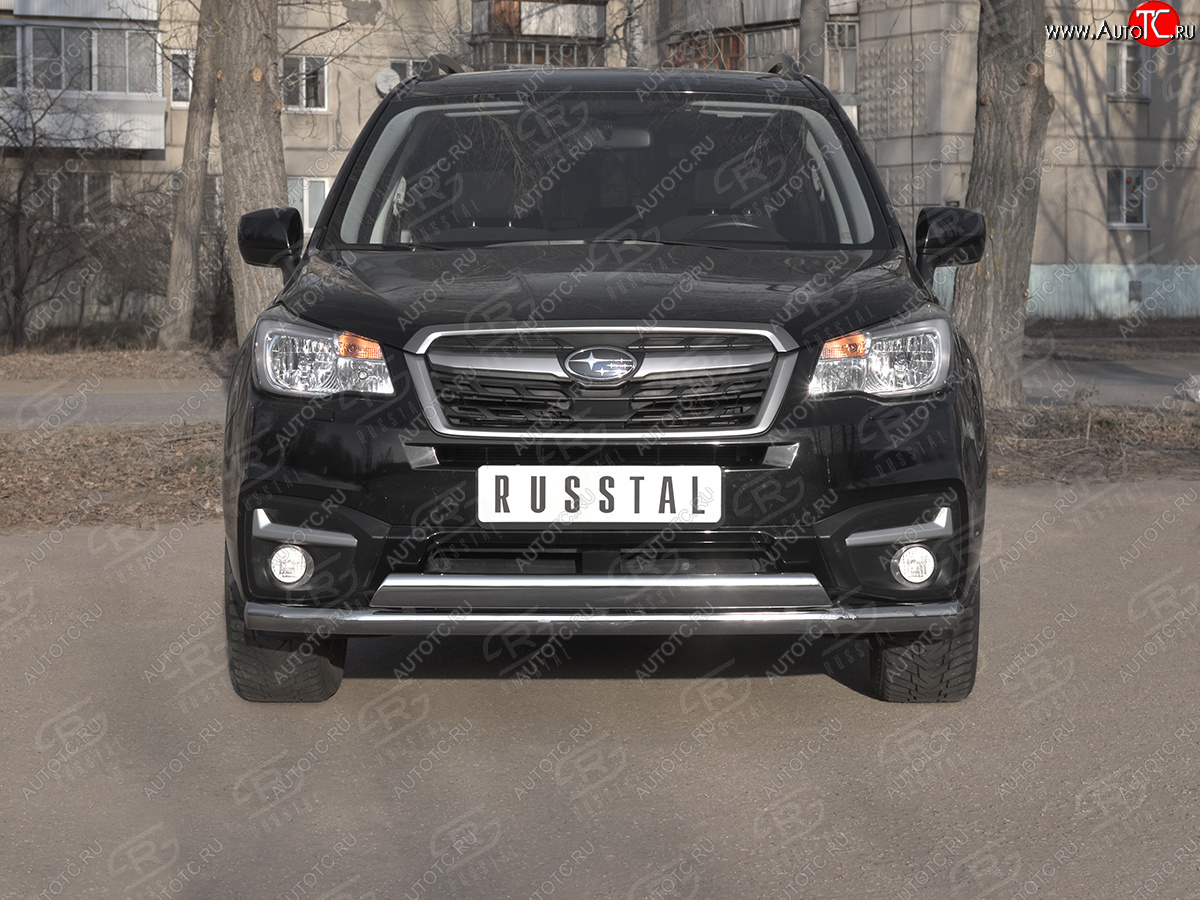 18 549 р. Защита переднего бампера (2 трубы Ø63 и 75х42 мм, нержавейка) Russtal Subaru Forester SJ рестайлинг (2016-2019)  с доставкой в г. Пермь