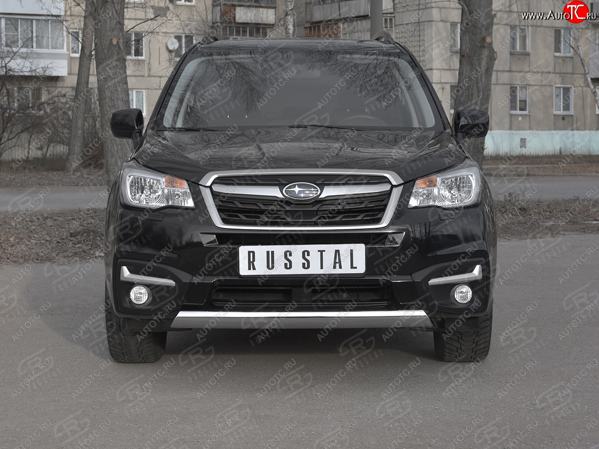 11 599 р. Защита переднего бампера (Ø75x42 мм, нержавейка) Russtal Subaru Forester SJ рестайлинг (2016-2019)  с доставкой в г. Пермь