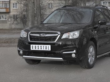 11 599 р. Защита переднего бампера (Ø75x42 мм, нержавейка) Russtal Subaru Forester SJ рестайлинг (2016-2019)  с доставкой в г. Пермь. Увеличить фотографию 2