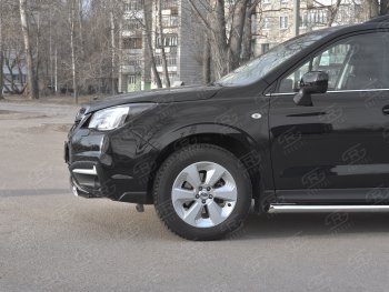 11 599 р. Защита переднего бампера (Ø75x42 мм, нержавейка) Russtal Subaru Forester SJ рестайлинг (2016-2019)  с доставкой в г. Пермь. Увеличить фотографию 3