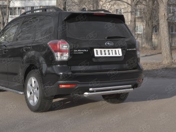 18 999 р. Защита заднего бампера (2 трубы Ø63 и 42 мм, нержавейка) SLITKOFF Subaru Forester SJ рестайлинг (2016-2019)  с доставкой в г. Пермь. Увеличить фотографию 2