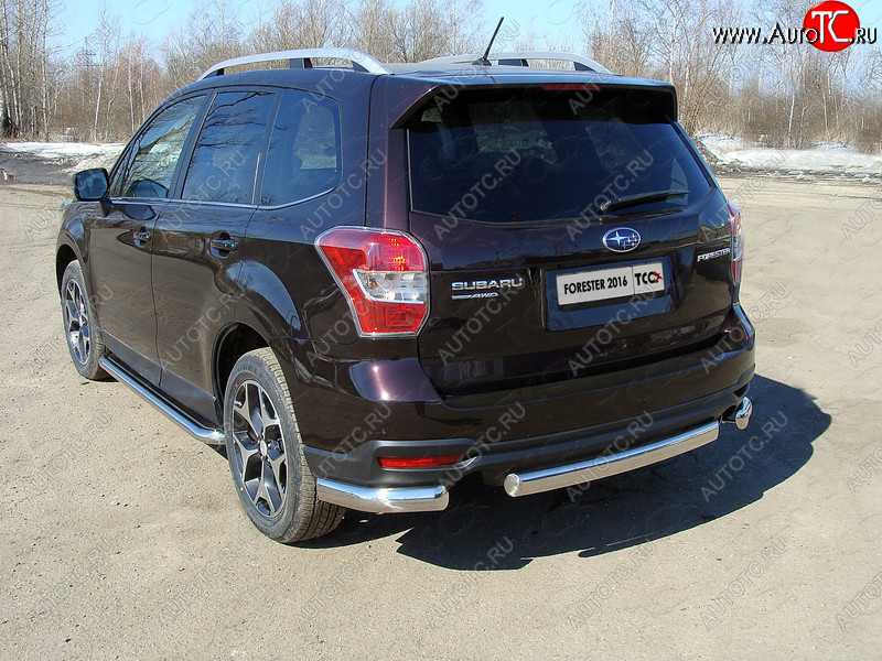 18 999 р. Защита заднего бампера (овальная) ТСС 75х42 мм  Subaru Forester  SJ (2016-2019) рестайлинг  с доставкой в г. Пермь