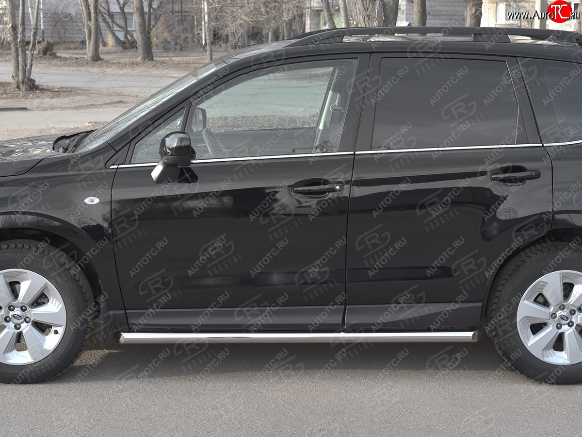 19 549 р. Защита порогов на SLITKOFF труба d63  Subaru Forester  SJ (2016-2019) рестайлинг (защита порогов со скосами на торцах)  с доставкой в г. Пермь